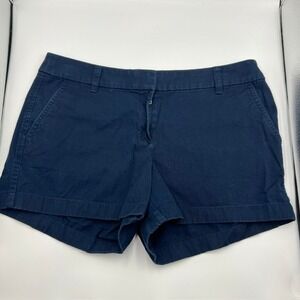 J.Crew‎ Womens Navy Blue Cotton Blend Casual Chino Shorts Size 10